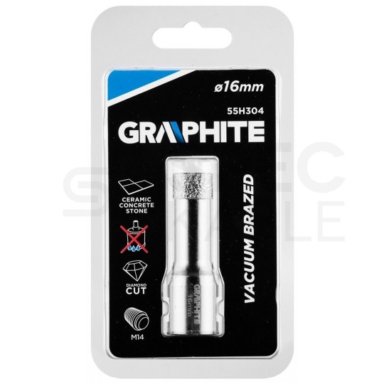 Otwornica Diamentowa Koronka 16mm z gwintem M14 do gresu, kamienia, płytek, ceramiki itp. GRAPHITE 55H304