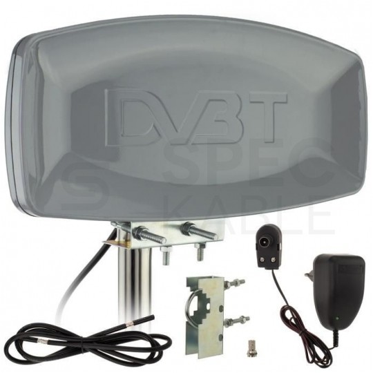 OUTLET Antena zewnętrzna DVB-T VHF/UHF ze wzmacniaczem 42dB i zasilaczem