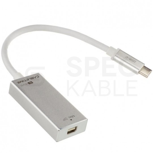 OUTLET AUDA CableTime Adapter USB 3.1 typ-C -> mini DisplayPort 4K@60 (wtyk / gniazdo) srebrny 15cm