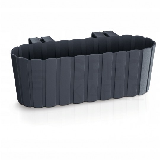 OUTLET Doniczka balkonowa Boardee Hook, donica antracytowa 4,9L z uchwytami 212x383x130mm Prosperplast