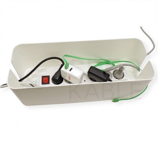 OUTLET Duży organizer pojemnik na kable, listwy, ładowarki 407 x 157 x 133.5 mm CABLE BOX biały