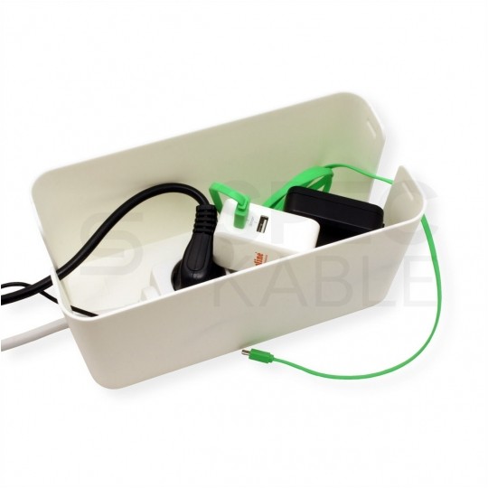 OUTLET Duży organizer pojemnik na kable, listwy, ładowarki 407 x 157 x 133.5 mm CABLE BOX biały