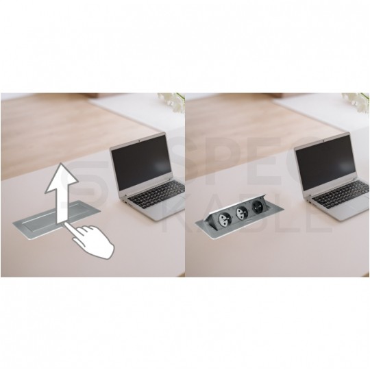 OUTLET Gniazda wpuszczane w blat 3x2P+Z srebrne