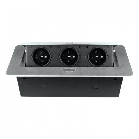 OUTLET Gniazda wpuszczane w blat 3x2P+Z srebrne