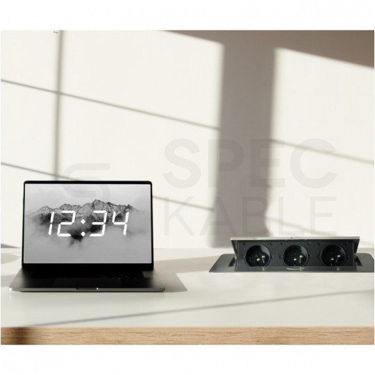 OUTLET Gniazda wpuszczane w blat 3x2P+Z srebrne