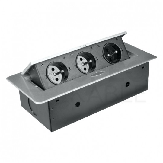 OUTLET Gniazda wpuszczane w blat 3x2P+Z srebrne