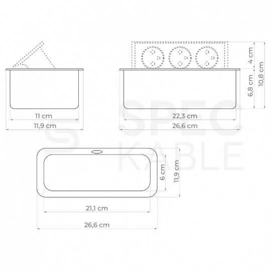 OUTLET Gniazda wpuszczane w blat 3x2P+Z srebrne