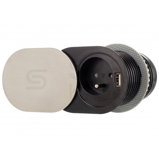 OUTLET Gniazdo meblowe, blatowe 2P+Z + 1xUSB