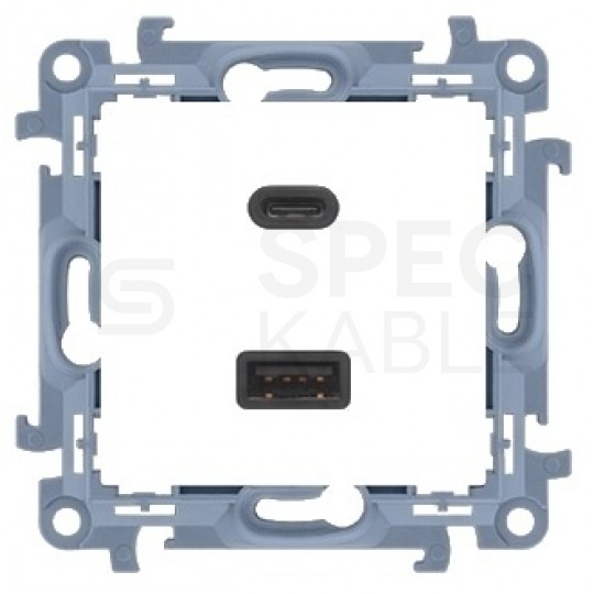 OUTLET KONTAKT-SIMON 10 Ładowarka podwójna USB C+A Quick Charge 3,1A biała