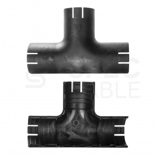 OUTLET Łącznik składany trójnik LST 25 czarny do rur sztywnych (RL i RLM) oraz karbowanych (RKGL i RKGS) AKS [opakowanie 15szt]