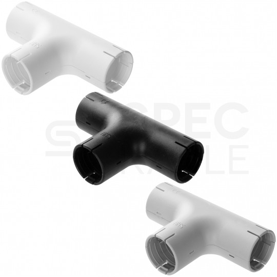 OUTLET Łącznik składany trójnik LST 25 czarny do rur sztywnych (RL i RLM) oraz karbowanych (RKGL i RKGS) AKS [opakowanie 15szt]