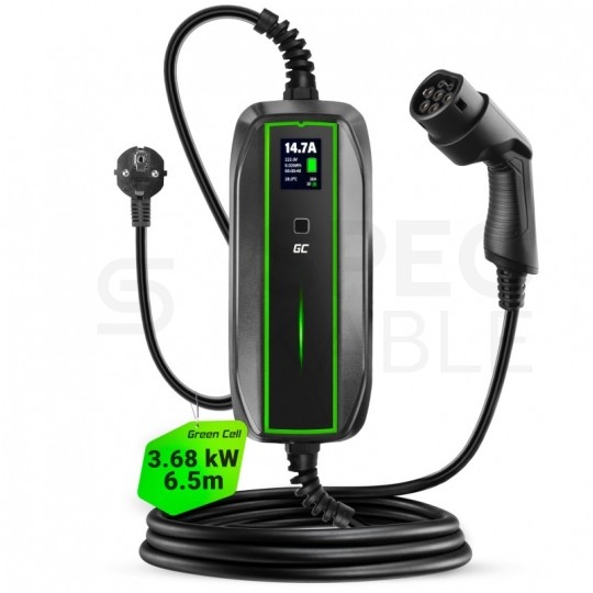 OUTLET Ładowarka mobilna do samochodów elektrycznych i hybrydowych 3,6kW Typ 2 10/16A 1-fazowa 6,5m IP66 Green Cell