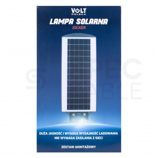 OUTLET Lampa solarna JOCKER LED 120W 12000mAh, panel fotowoltaiczny 12W, czujnik ruchu z przewodem 5m VOLT