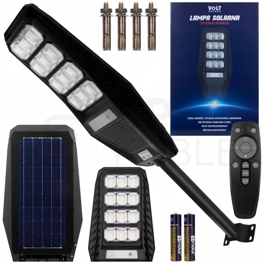 OUTLET Lampa solarna PIONEER LED 240W 18000mAh, panel fotowoltaiczny 15W, pilot sterowania, czujnk ruchu i zmierzchu VOLT