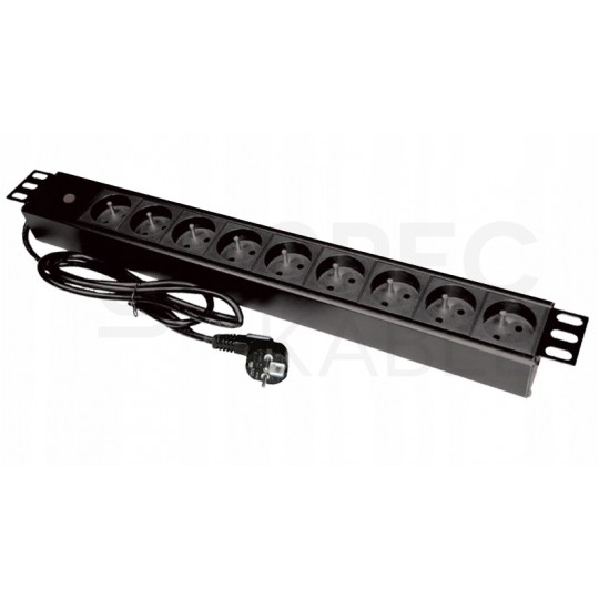OUTLET Listwa zasilająca RACK 19" 1U 9 gniazd Alantec czarna 1,8m