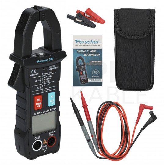 OUTLET Multimetr cęgowy z autozakresem i pomiarem True RMS miernik uniwersalny z wyświetlaczem LCD FORSCHER FS207