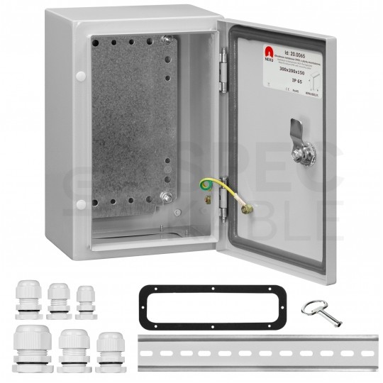 OUTLET Obudowa hermetyczna rozdzielnica metalowa z płytą montażową 300x200x150 IP65 natynkowa NEKU