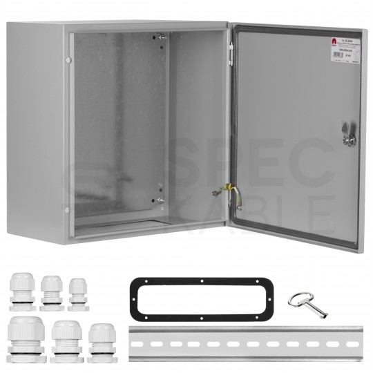 OUTLET Obudowa hermetyczna rozdzielnica metalowa z płytą montażową 500x500x250 IP65 natynkowa NEKU