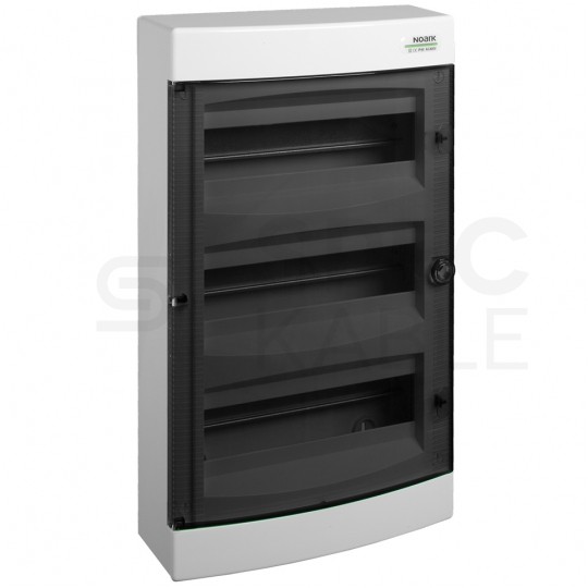 OUTLET Obudowa instalacyjna PNS skrzynka natynkowa 4x18 modułów 396x651x112mm plastikowa biała z drzwiami przeźroczystymi IP40 NOARK