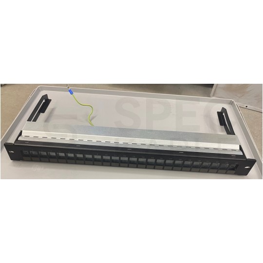 OUTLET Patch panel pusty wysuwany RACK 19" 1U na 24 moduły keystone kat.5e, 6, 6a UTP czarny