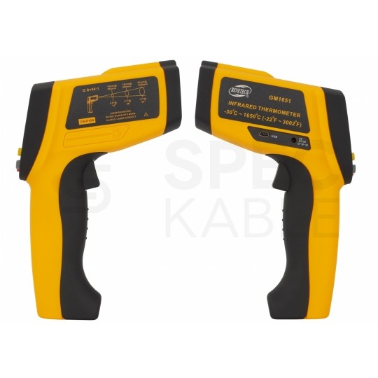 OUTLET Pirometr GM1651 bezdotykowy termometr laserowy [-30 ÷ +1650°C] z regulacją emisyjności BENETECH