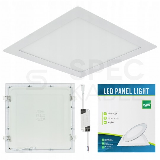 OUTLET Plafon kwadrat podtynkowy LED 24W 4000K 1800LM neutralny