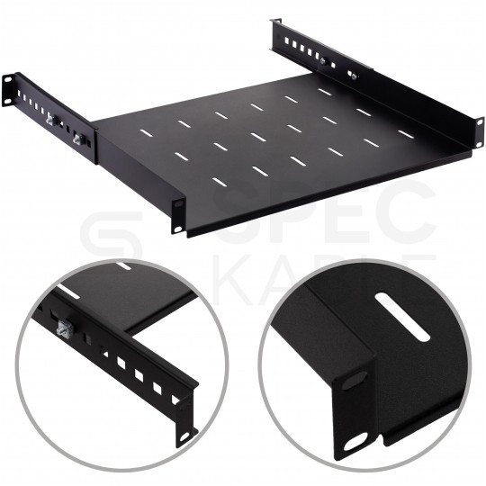 OUTLET Półka regulowana do szafy RACK 19" 1U 350mm czarna NEKU