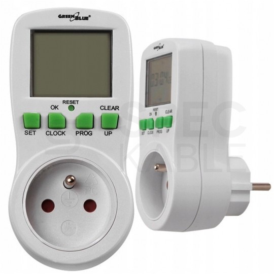 OUTLET Programator czasowy wyłącznik cyfrowy TIMER do gniazda 230V GreenBlue GB107