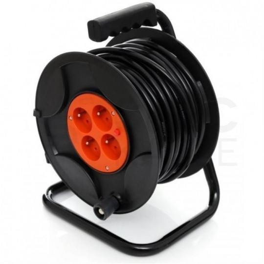 OUTLET Przedłużacz ogrodowy zwijany na bębnie Rozgałęźnik na 4 gniazda [2P+Z] 230V IP44 na kablu OWY 3x2,5mm2 25m Kraft&Dele