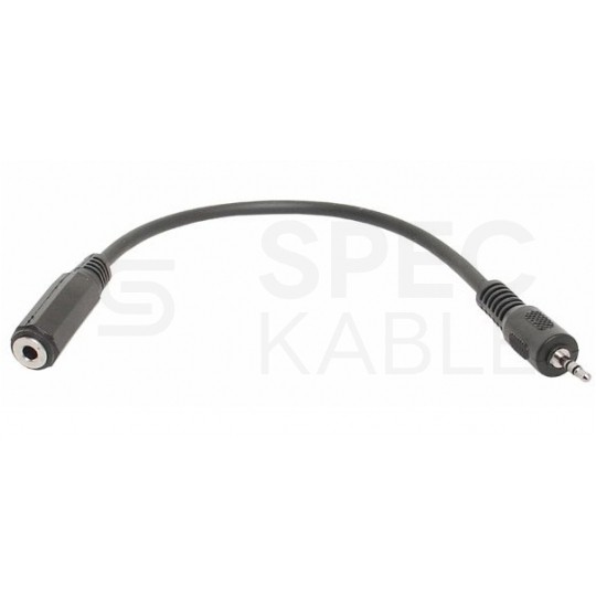 OUTLET Przejście Adapter Audio AUX micro Jack 2,5mm Stereo (wtyk) / mini Jack 3,5mm Stereo (gniazdo) na kablu czarny 20cm
