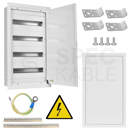 OUTLET Rozdzielnica podtynkowa metalowa 4x18 modułów IP30 (400V AC) 735x415x130mm drzwi pełne KOLE SYSTEMS