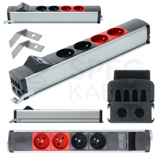 OUTLET Simon 480 Listwa zasilająca na 4 gniazda (2x DATA) + 2 gniazda RJ45 czarna
