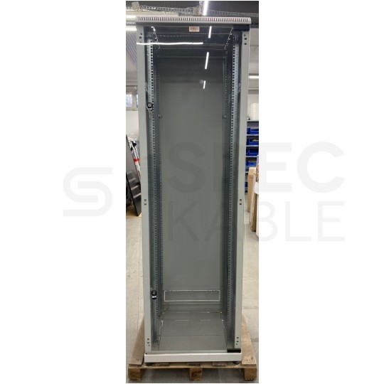 OUTLET Szafa stojąca 19" 42U 600x600mm drzwi szklane szara BKT