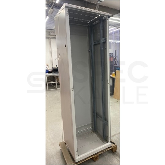 OUTLET Szafa stojąca 19" 42U 600x600mm drzwi szklane szara BKT