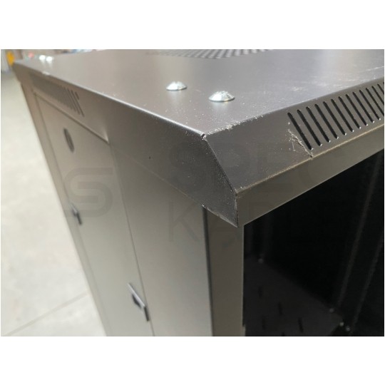 OUTLET Szafa stojąca RACK 19" 32U 600x600mm drzwi szklane czarna NEKU FLR + wyposażenie