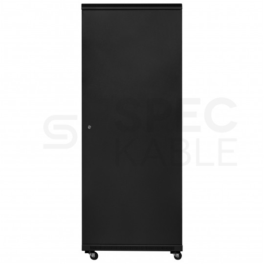OUTLET Szafa stojąca RACK 19" 42U 600x1000mm drzwi szklane czarna NEKU FLR + wyposażenie