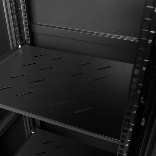 OUTLET Szafa stojąca RACK 19" 42U 600x1000mm drzwi szklane czarna NEKU FLR + wyposażenie