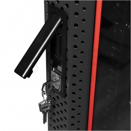 OUTLET Szafa stojąca RACK 19" 42U 600x1000mm drzwi szklane czarna NEKU FLR + wyposażenie