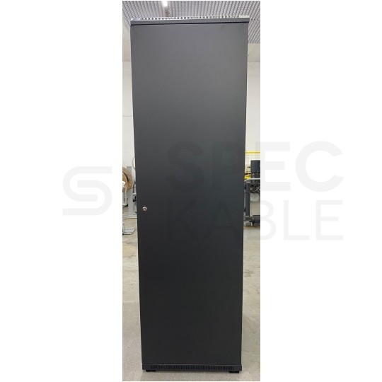 OUTLET Szafa stojąca RACK 19" 42U 600x800mm drzwi szklane czarna NEKU FLR + wyposażenie