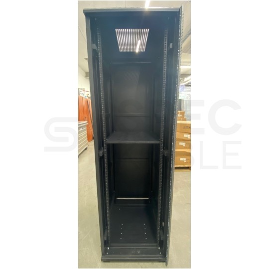 OUTLET Szafa stojąca RACK 19" 42U 600x800mm drzwi szklane czarna NEKU FLR + wyposażenie