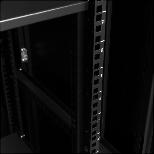 OUTLET Szafa stojąca RACK 19" 42U 600x800mm drzwi szklane czarna NEKU FLR + wyposażenie