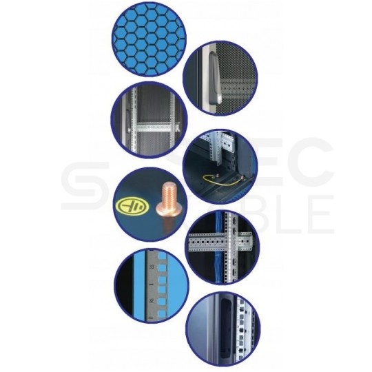 OUTLET Szafa stojąca RACK 19" 42U 800x1000mm drzwi szklane czarna TOTEN G7