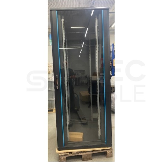 OUTLET Szafa stojąca RACK 19" 42U 800x1000mm drzwi szklane czarna TOTEN G7