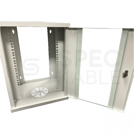 OUTLET Szafa wisząca RACK 10" 6U 300mm drzwi szklane szara NETRACK S-Line