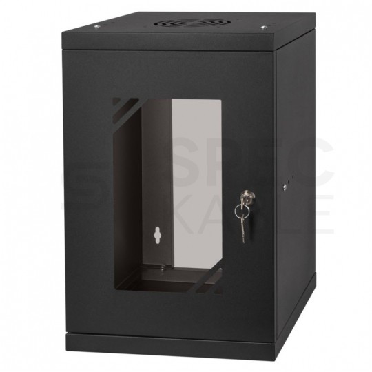 OUTLET Szafa wisząca RACK 10" 9U 300mm drzwi szklane czarna NEKU