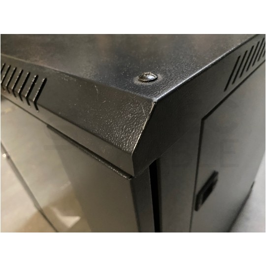 OUTLET Szafa wisząca RACK 19" 12U 600mm drzwi szklane czarna NEKU TS BOX