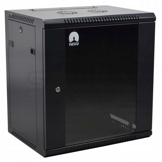 OUTLET Szafa wisząca RACK 19" 15U 600mm drzwi szklane czarna NEKU TS BOX