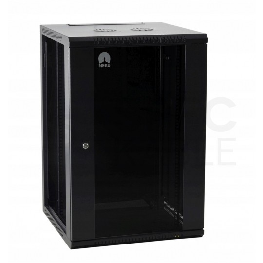 OUTLET Szafa wisząca RACK 19" 22U 450mm drzwi szklane czarna NEKU TS BOX