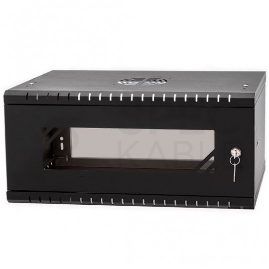 OUTLET Szafa wisząca RACK 19" 4U 450mm drzwi szklane czarna BOX