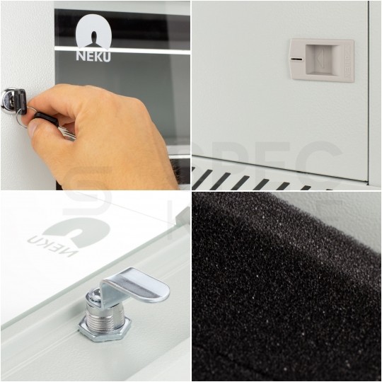 OUTLET Szafa wisząca RACK 19" 4U 450mm drzwi szklane szara NEKU TS BOX